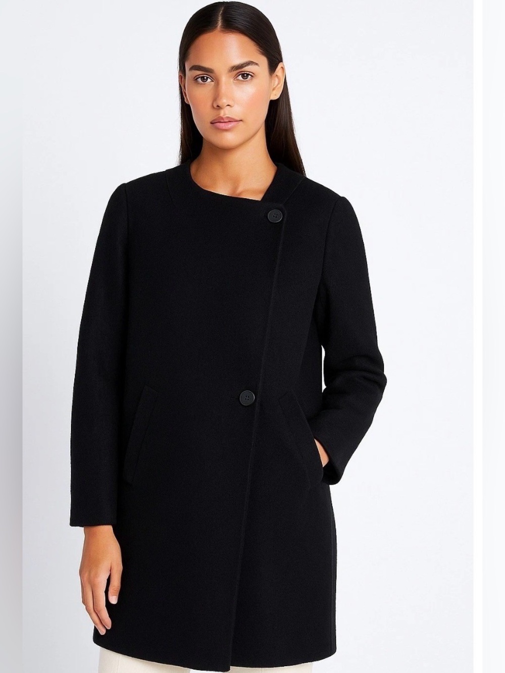 Theory Nyma Cortina Wool Blend Coat in Black Minimalist Modern , Small